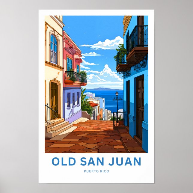 Skriv ut för gamla San Juan Puerto Rico Travel Poster (Framsidan)