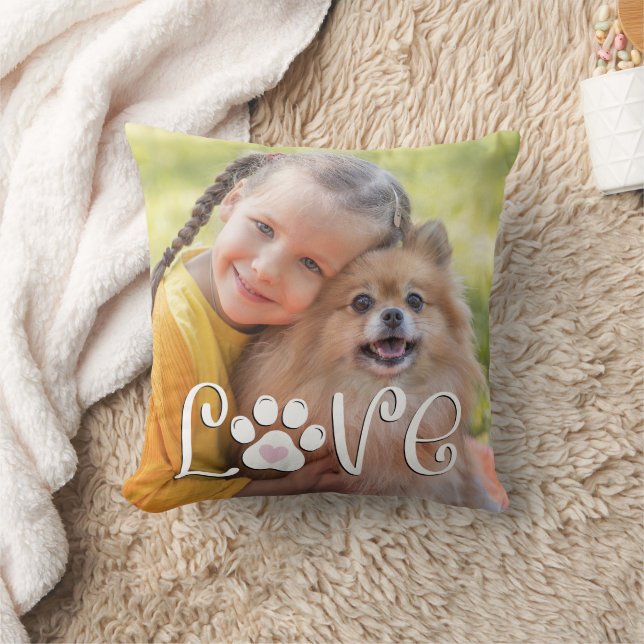 Skriv ut fotoAnpassningsbar för Cute Hund Paw Kudde (Filt)