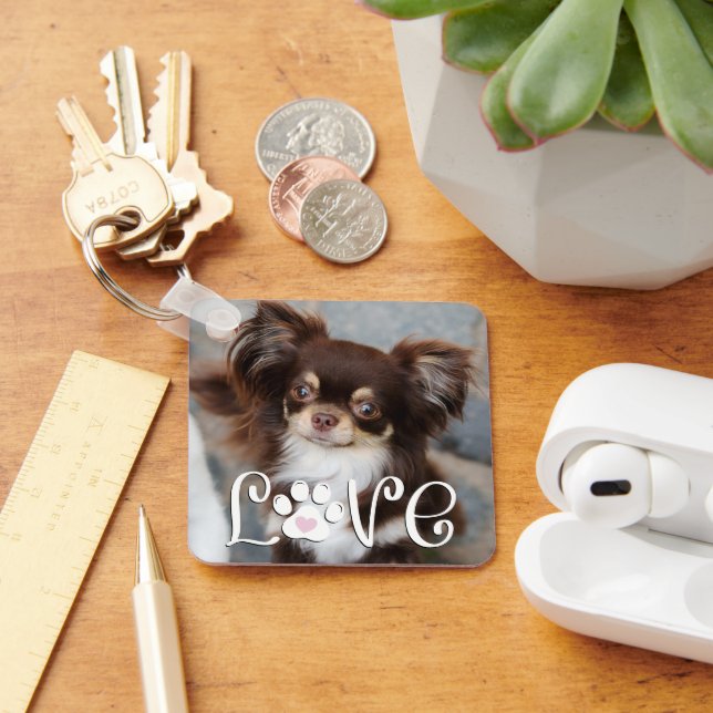 Skriv ut fotoAnpassningsbar för Cute Hund Paw Nyckelring (Skrivbord)