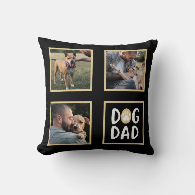 Skriv ut fotokollage Hund Pappa Paw Kudde (Framsida)