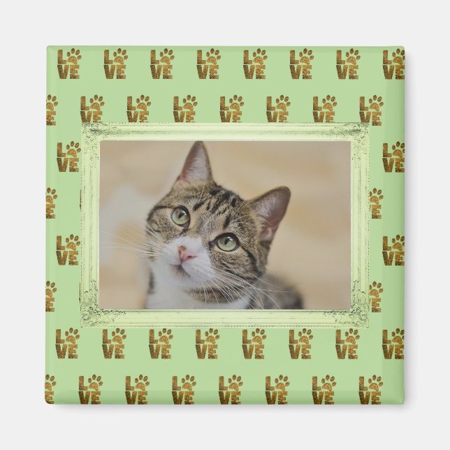 Skriv ut fotot för Cat Hund Kärlek Paw Magnet (Framsidan)