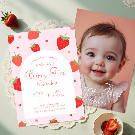 Skriv ut fotot på Dubblan Berry First Birthday Inbjudningar