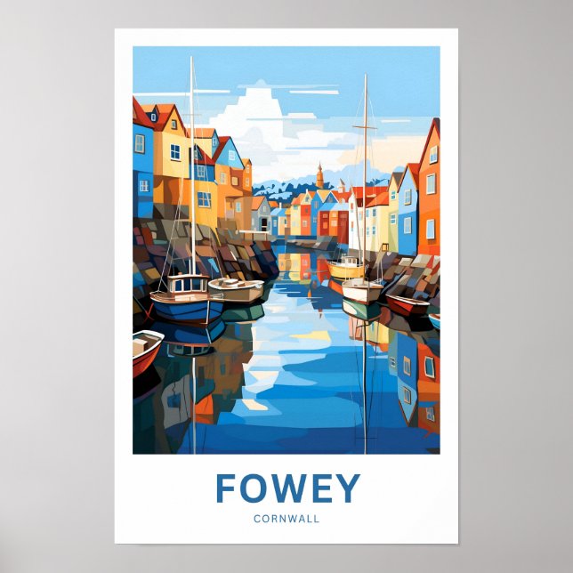 Skriv ut Fowey Cornwall Travel Poster (Framsidan)