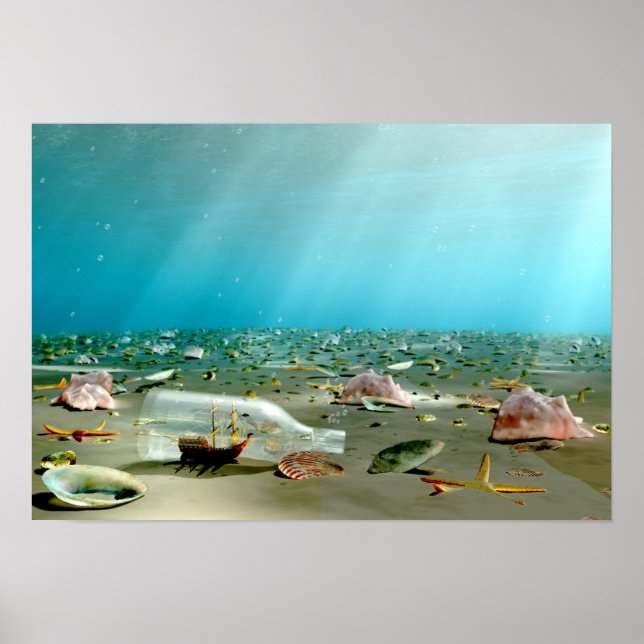 Skriv ut frakt-i-Flaska-vrak Poster (Framsidan)