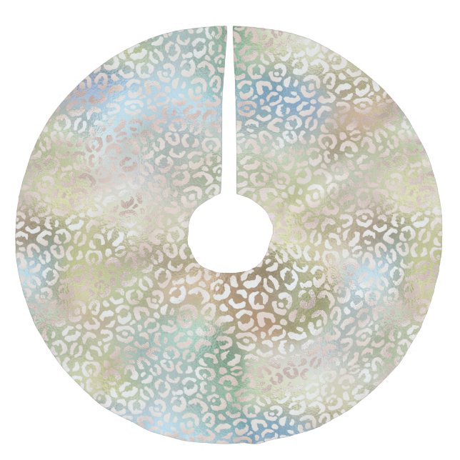 Skriv ut från Aqua Guld Leopard Julgransmatta Borstad Polyester (Framsidan)