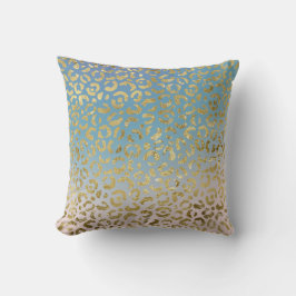 Skriv ut från Aqua  Guld Leopard    Kudde