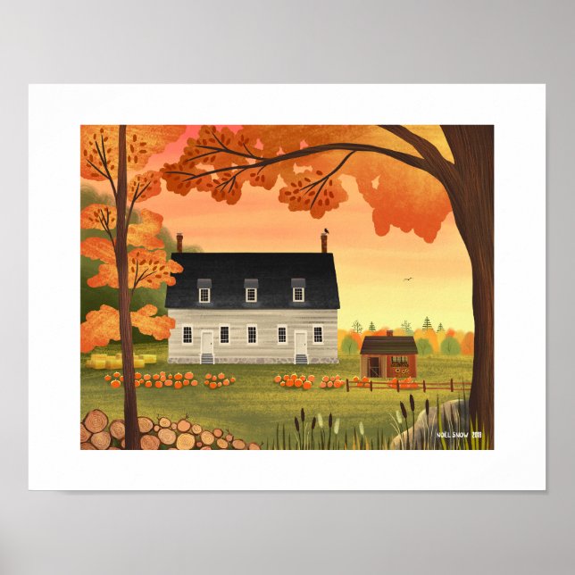 Skriv ut från Fall Farmhouse-höstpumpning Poster (Framsidan)