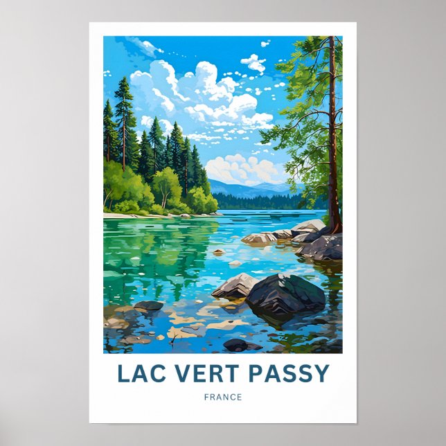 Skriv ut Frankrike-reseutskrift för Lac Vert-utskr Poster (Framsidan)