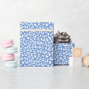 Skriv ut fransk Blue and White Large Leopard Presentpapper