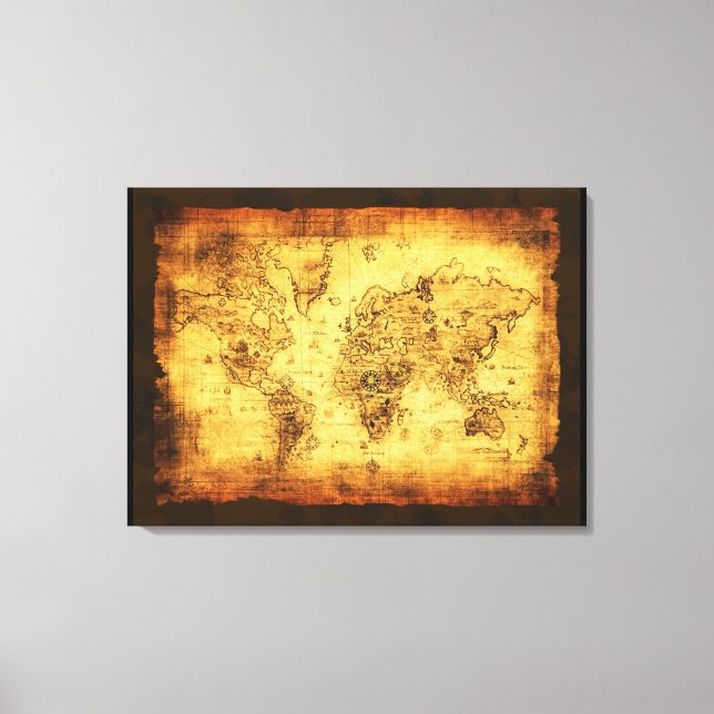 Skriv ut gammal världskarta canvastryck (Framsida)
