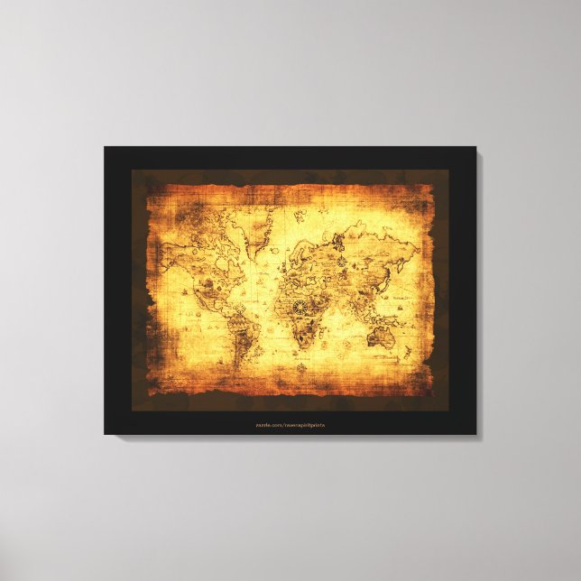 Skriv ut gammal världskarta canvastryck (Framsida)