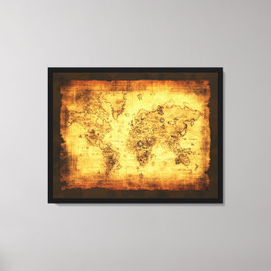 Skriv ut gammal världskarta canvastryck