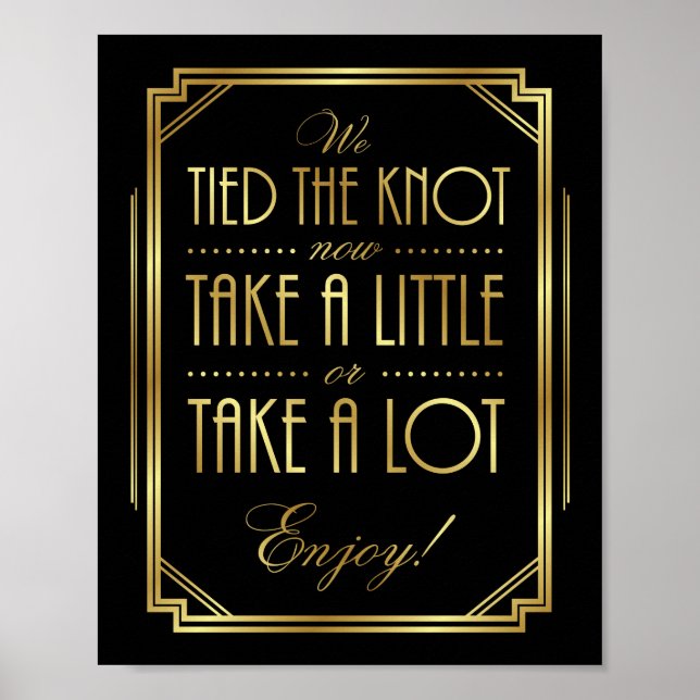 Skriv ut Gatsby Art Deco BRÖLLOP TREATS-skylt Poster (Framsidan)