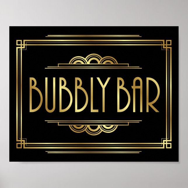 Skriv ut Gatsby Art Deco BUBBLY PUB Poster (Framsidan)