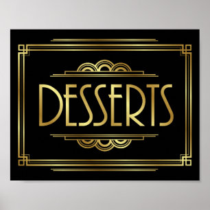 Skriv ut Gatsby Art Deco DESSERTS-signatur Poster