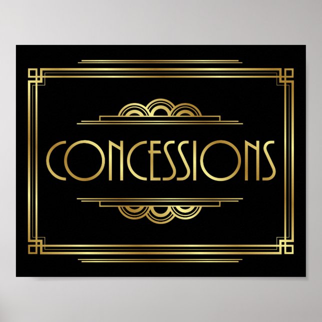 Skriv ut Gatsby Art Deco-KONCESSIONER Poster (Framsidan)
