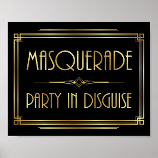 Skriv ut Gatsby Art Deco MASQUERADE-signatur Poster