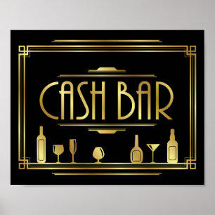 Skriv ut Gatsby Art Deco PENGARAR PUB Poster