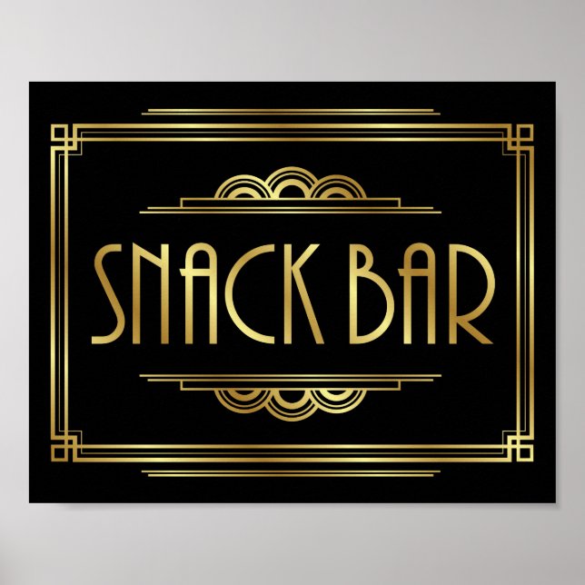 Skriv ut Gatsby Art Deco SNACK PUB Poster (Framsidan)