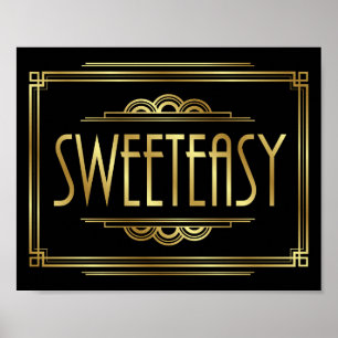Skriv ut Gatsby Art Deco SWEETEASY-signatur Poster