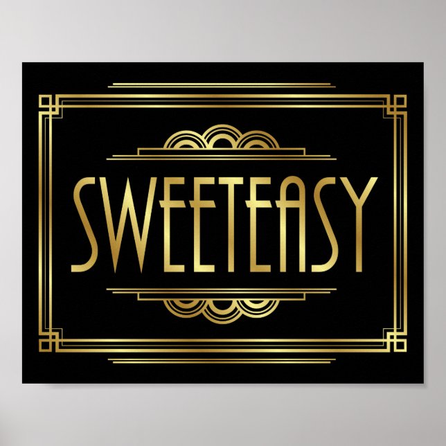 Skriv ut Gatsby Art Deco SWEETEASY-signatur Poster (Framsidan)
