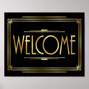 Skriv ut Gatsby Art Deco WELCOME-signatur Poster