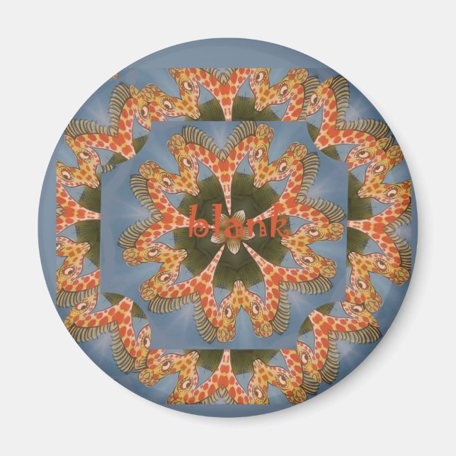 Skriv ut Giraffe Abstrakt Art Magnet (Framsidan)