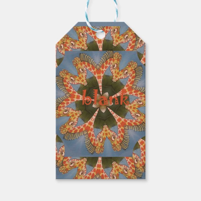 Skriv ut Giraffe Abstrakt Art Presentetikett (Framsidan)