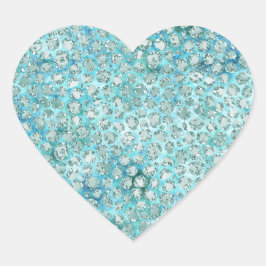 Skriv ut "Girly Aqua Blue Glitzy Glam Glitter Leop Hjärtformat Klistermärke