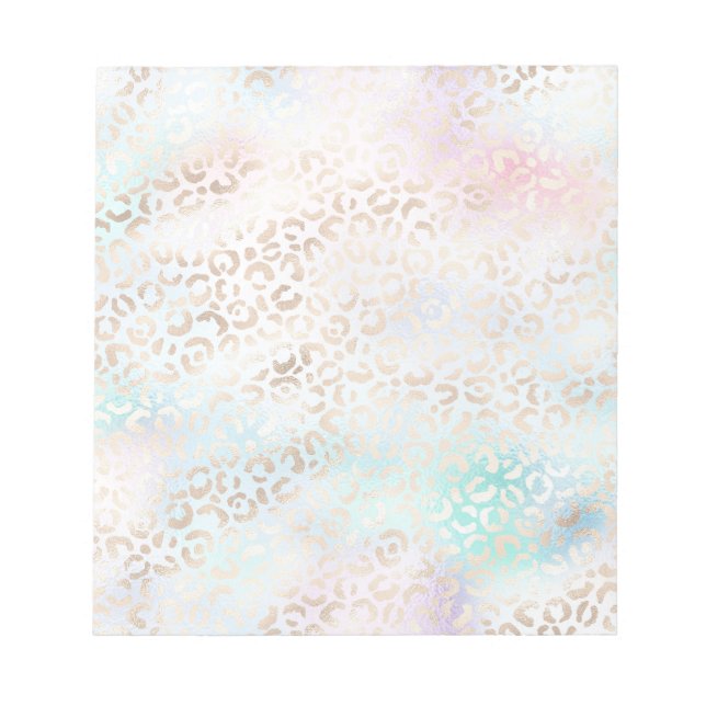 Skriv ut Girly Aqua  Rosa Guld Leopard Anteckningsblock (Framsida)