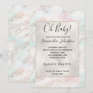 Skriv ut Girly Aqua Rosa Guld Leopard Inbjudningar