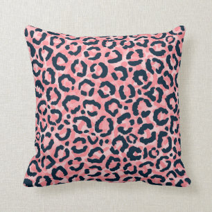 Skriv ut "Girly Artsy Rosa Blue Leopard Animal Pri Kudde