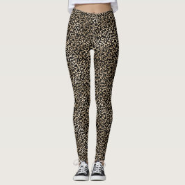 Skriv ut "Girly Black Guld Glam Leopard" Leggings