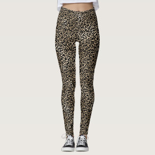 Skriv ut "Girly Black Guld Glam Leopard" Leggings