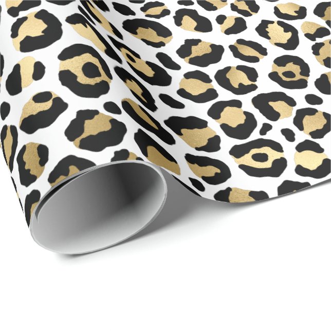 Skriv ut Girly Glam Guld Leopard  Presentpapper (Rullad Hörn)