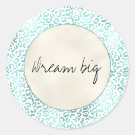 Skriv ut "Girly Glam Mint White Cream Leopard" Runt Klistermärke