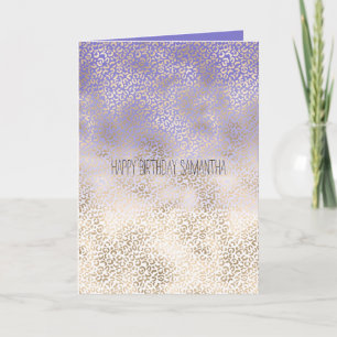 Skriv ut "Girly Lila Guld Ombre Leopard" Kort
