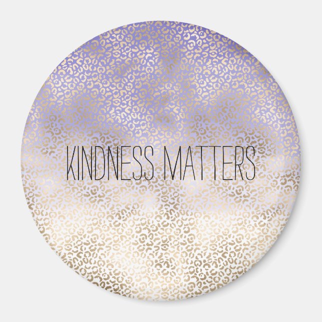 Skriv ut "Girly Lila Guld Ombre Leopard" Magnet (Framsidan)