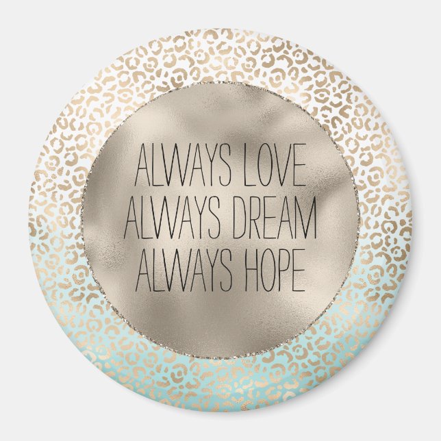 Skriv ut "Girly Mint Guld Ombre Leopard" Magnet (Framsidan)