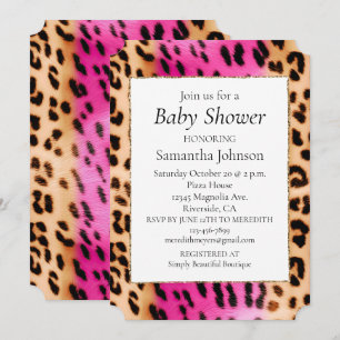 Skriv ut Girly Rosa Cream Leopard Inbjudningar