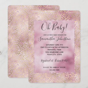 Skriv ut Girly Rosa Glam Guld Leopard Inbjudningar