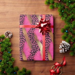 Skriv ut Girly Rosa Glam Guld Leopard Presentpapper