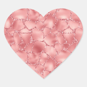Skriv ut Girly Rosa Glitter Giraffe Hjärtformat Klistermärke