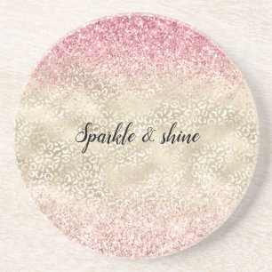 Skriv ut "Girly Rosa Glitter Glam Guld Glitz Leopa Underlägg