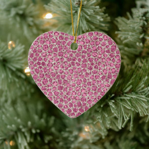 Skriv ut Girly Rosa Glitter Leopard Julgransprydnad Keramik