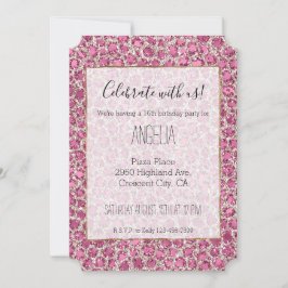 Skriv ut Girly Rosa Glitzy Glam Glitter Leopard Inbjudningar