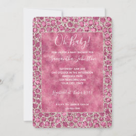 Skriv ut Girly Rosa Glitzy Glam Glitter Leopard Inbjudningar