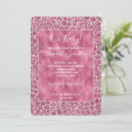 Skriv ut Girly Rosa Glitzy Glam Glitter Leopard Inbjudningar