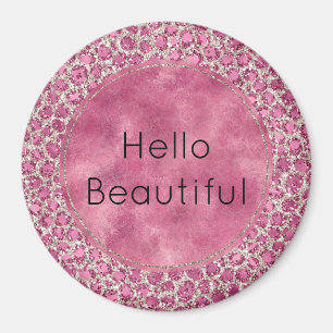 Skriv ut Girly Rosa Glitzy Glam Glitter Leopard Magnet