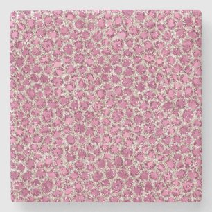 Skriv ut Girly Rosa Glitzy Glam Glitter Leopard Stenunderlägg
